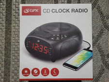 GPX Dual Alarm CD Clock Radio, Top Load, FM, Black CC318B , New