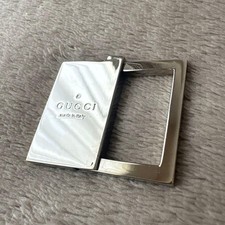 GUCCI Double Plate Key Bag Charm Keyring Silver 925 Logo Accessory No Box Used