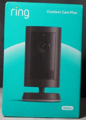 (RI4) Ring Outdoor Cam Plus Battery 2K HD Smart Security Camera - Black