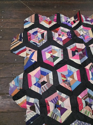 Antique Spider Web Design Quilt Top Cover Victorian era Original Crazy Quilt - Picture 2 of 24