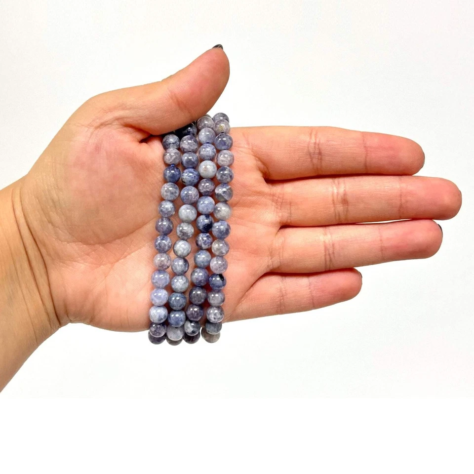 6mm Larvikite Gemstone Round Bead Unisex Stretch Bracelet - Image 2 of 2
