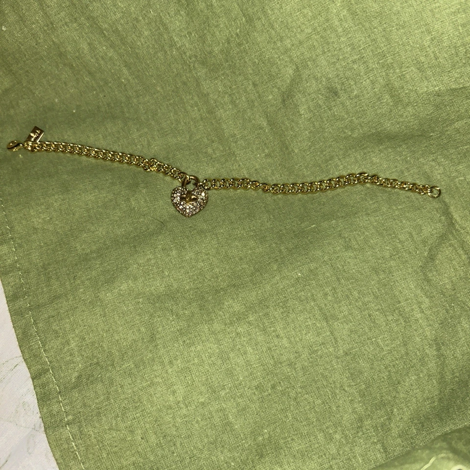 Coach coração bloqueio de giro pavê corrente-link em pulseira de ouro com cristais rosa 8“ - Imagem 3 de 3