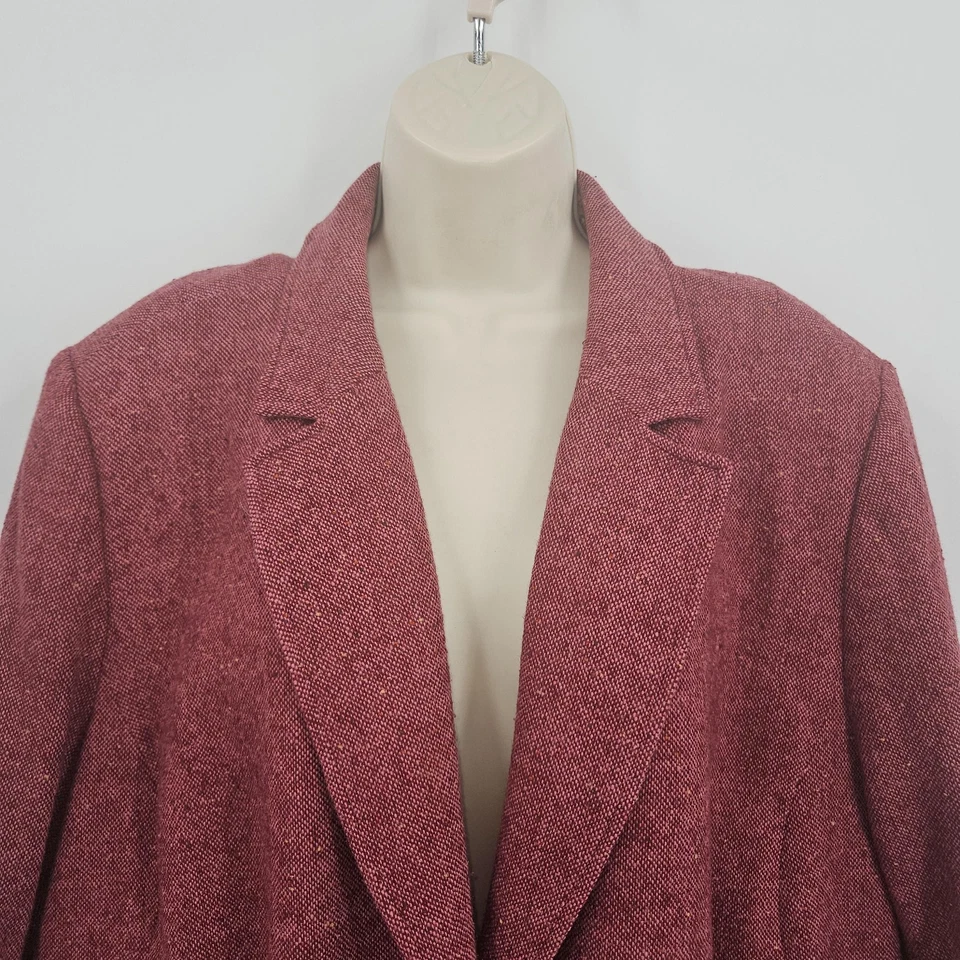 Blazer Lane Bryant Mujer 24 Borgoña Mezcla Lana Tweed 3 Botones Forrados Bolsillos Foto 2 de 4