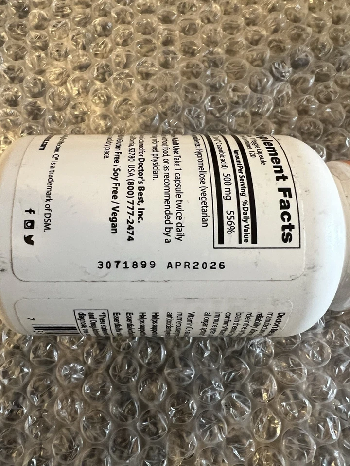 Wow😱😨 1 Doctor's Best Vitamin C con Quali-C (500 mg) 120 vcaps Foto 3 de 3