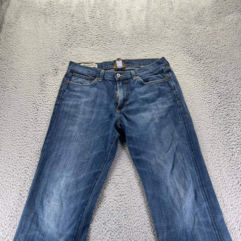 Vintage Lucky Brand Jeans Men 34x34 Blue Cotton Denim Straight Faded Made In USA - Image 2 of 4