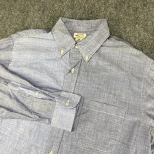 Club Monaco Shirt Mens Large Blue Button Down Made in USA Cotton Pocket Casual