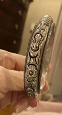 Antique Chinese Silver Repousse Dragon Rattle Bangle