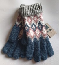 Fat Face Frankie Fairisle Knit Gloves Womens Teal Green New