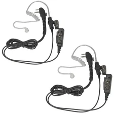 Clear Coil Tube Earbud Headset PTT Mic (2Pack) w/Kevlar HYTERA 2-Pin Plug wit...