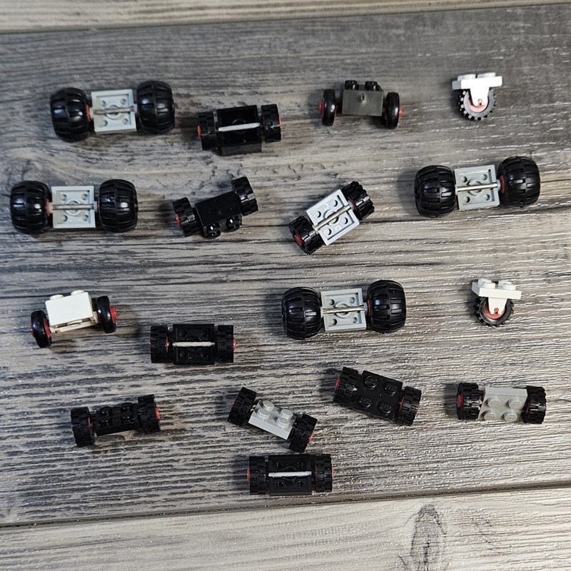 Vintage Lot (17) 1980's Lego Tires Wheels Gray Black White