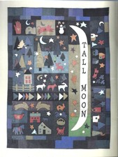Tall Moon One and Two wool applique folk art ...