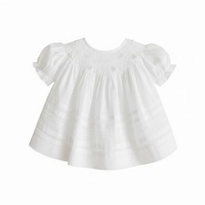 SZ Newborn Will  beth White Smocked Dress