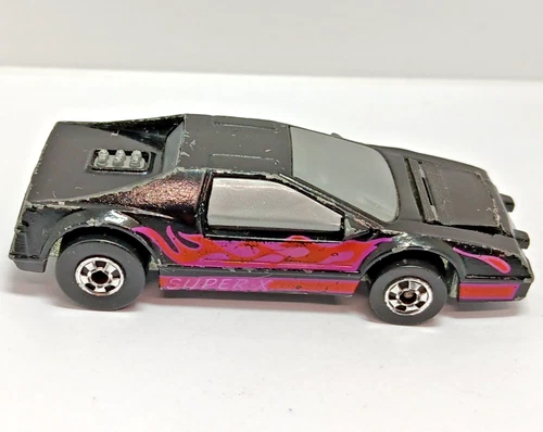 Vintage 1983 Hot Wheels Crack-Ups Super X Sport Crasher Diecast Car Black / Neon