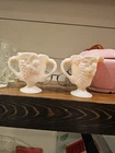 Vintage Pink Milk Glass Creamer & Sugar
