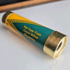 VTG 1960s Crayola Crayon Sharpener Cardboard Tube Gold Foil Ends Binney Smith US