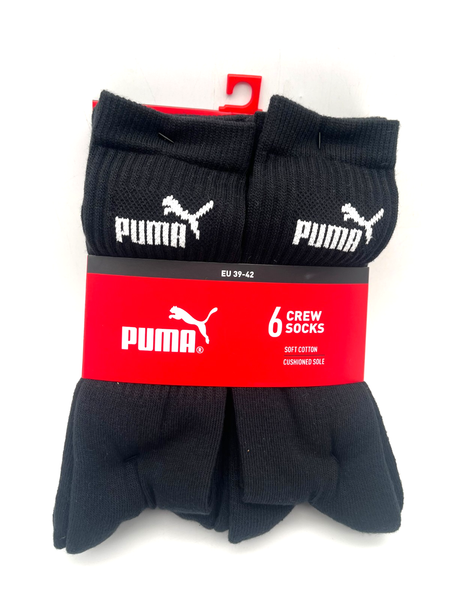Puma Socken 6 Paar Crew Socks Schwarz Gr. 39-42 Baumwolle Restposten Neu-image