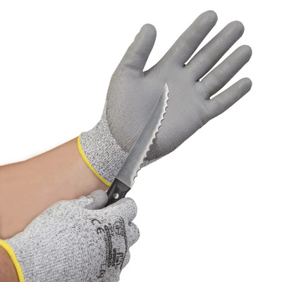 12 Pairs JORESTECH Cut Resistant Level A3 Work Gloves Grey PU Palm Coated