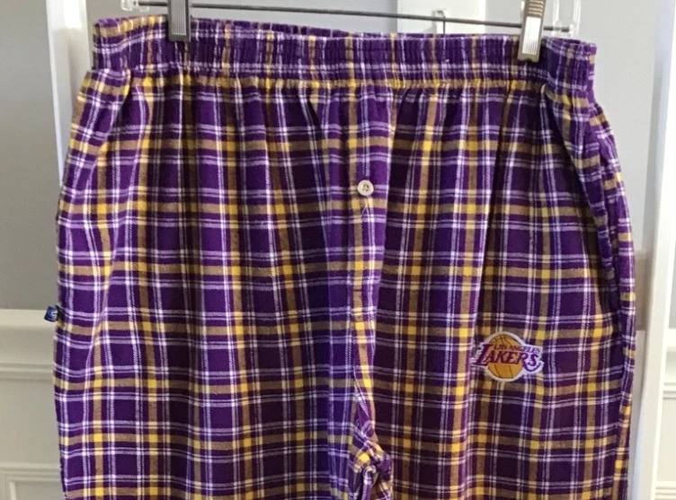 Pantalones de pijama de franela vintage LAKERS ~ cuadros morados ~ College Concepts Sport ~ L ~ en excelente estado Foto 4 de 4