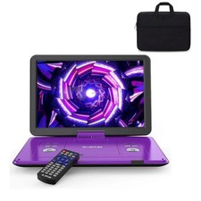 17.5" Portable DVD Player with 15.6" Large HD Screen, 6 Hours Battery, Purple