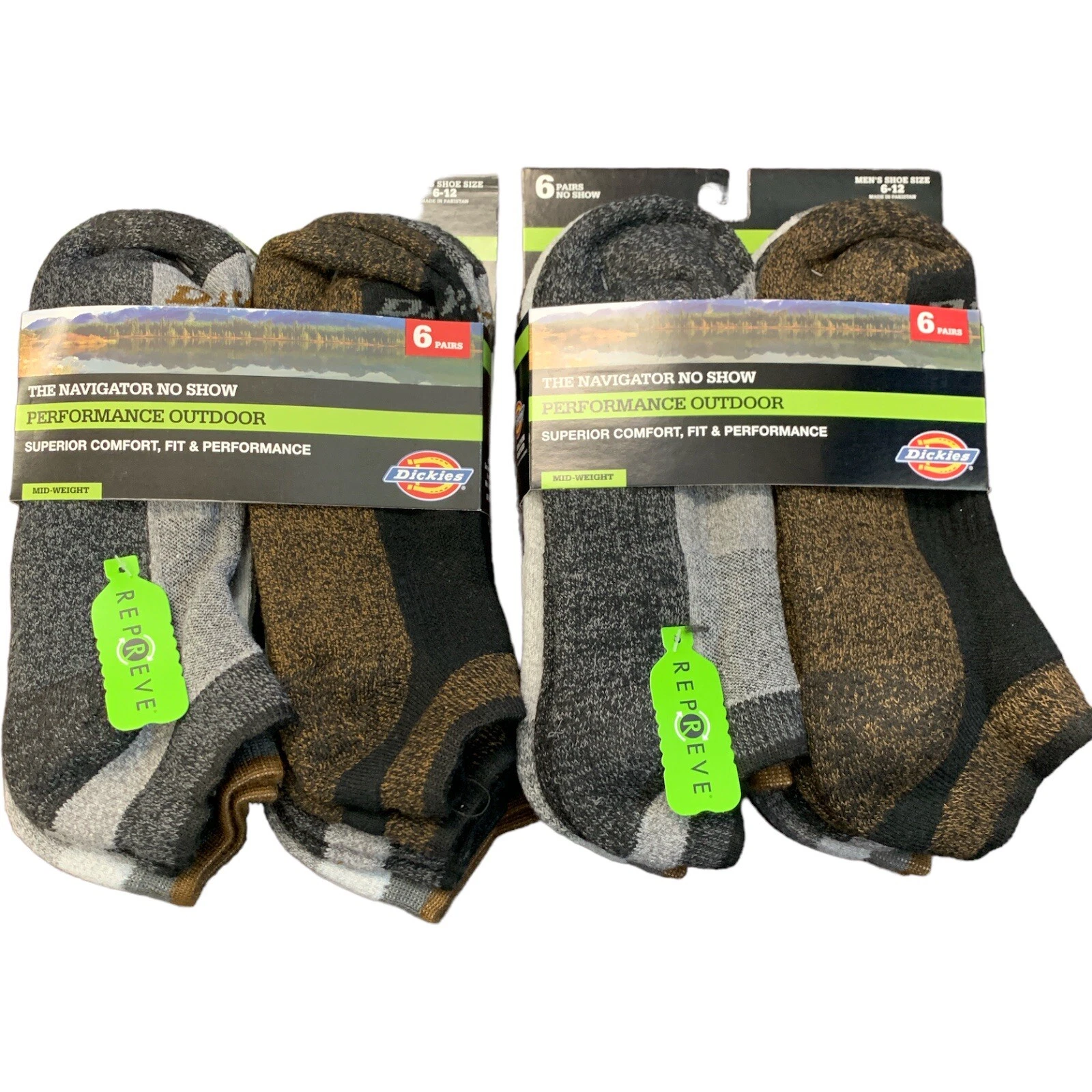 Dickies The Navigator No Show Performance Outdoor Mens Socks 12-pairs Size 6-12