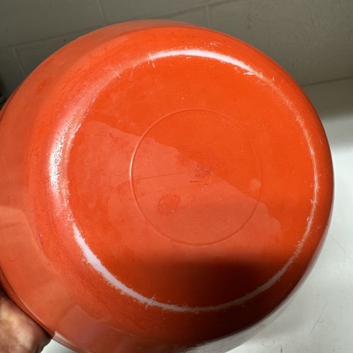 VTG McKee Red Bell Shaped Mixing Bowl Milk Glass 9” Beautiful Well Worn - Picture 5 of 9