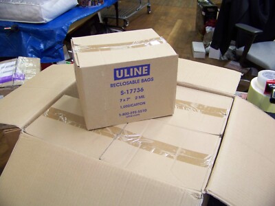 Lot of 1000 ULine Reclosable Bags 7'' x 7'' 2 MiL S-17736 New