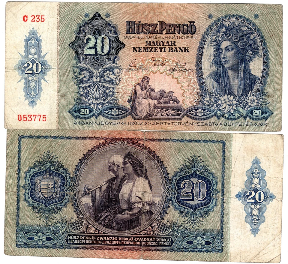 HONGRIE HUNGARY Billet 20 PENGO 1941 P109 WWII BON ETAT - Photo 1/1