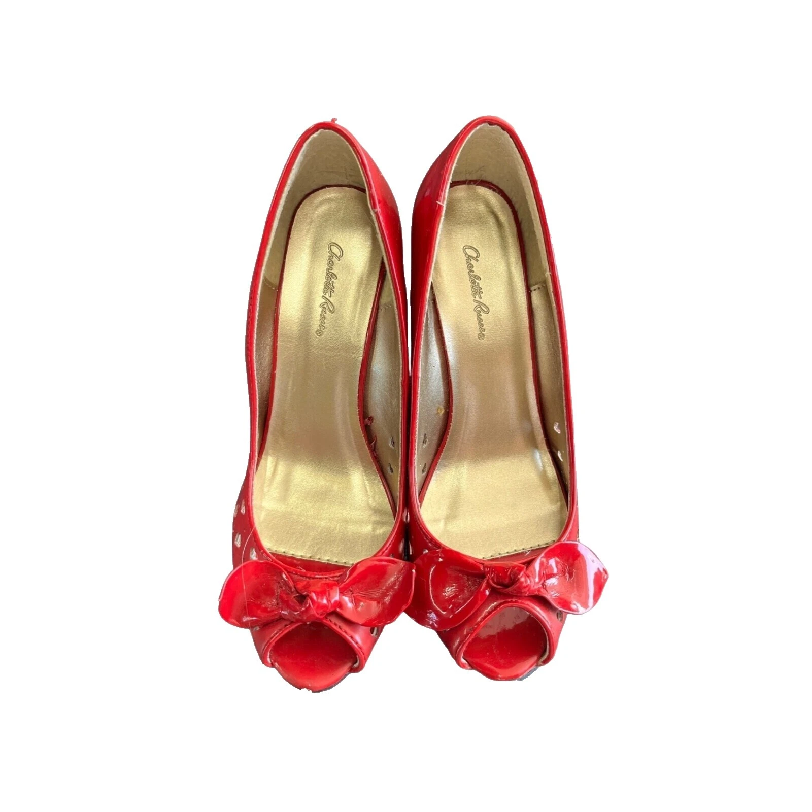 Tacones De Cuña De Corazón Charol