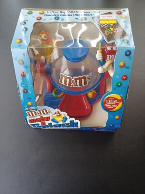 M&M's Candy Dispenser Blue Make A Splash Limited Edition Collectible open in box