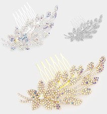Crystal Rhinestone Hair Comb Wedding Bridal Party Cocktail Stick Leaf Flower Pin
