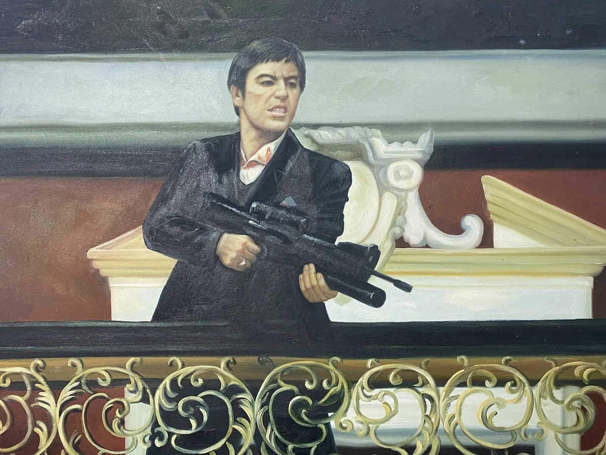 Iconic American Gangster Al Pacino Scarface Oil Painting On Canvas