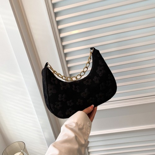 Metal Chain Shoulder Bag Flower Print Ladies Handbags Fashion Armpit Bag Women - Picture 13 of 18