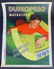 Frühe DUNLOPILLO Werbung Matratzen Original 50er Jahre Plakat Poster 