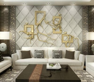 3D Golden Branches ZHUA20720 Wallpaper Wall Murals Removable Self-adhesive Ann