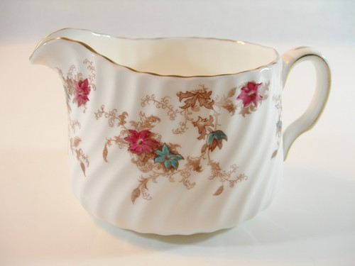 MINTON ANCESTRAL CREAMER 2 3/4" HP CRANBERRY TURQUOISE FLOWERS WHITE CHINA NICE - Picture 8 of 11