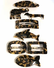 Delsol French Hair Barrette Metal Clip Tortoiseshell Animal Shape Made in France