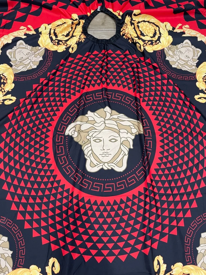 Barber and Hair Stylist Cape Medusa Red Gold and Black Design-Free Shipping - Image 3 of 4
