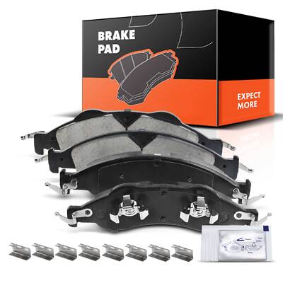 Front & Rear Ceramic Brake Pads With Hardware For 2007-2009 Ford Expedition & Lincoln Navigator