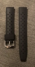 20mm Tropical Style FKM Vulcanized Rubber Quick Release Black Watch Strap Band