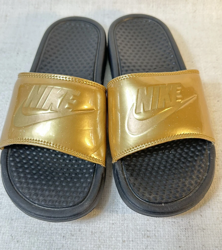 Sandali slider da donna Nike oro e neri taglia 8