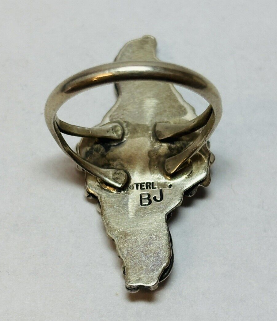 Bobby Johnson作sterling silver Navajo リング Navajo Signed Bobby Johnson Sterling Silver Double Flower