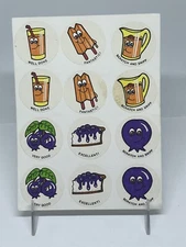 Vintage Stickers CTP Scratch n Sniff Blueberries Sticker Sheet VTG Matte RARE