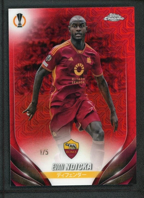 2024 EVAN NDICKA 1/5 TOPPS CHROME UEFA EUROPA LEAGUE MOJO RED