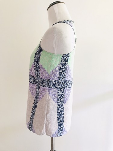 J Crew Widowpane Silk Halter Top Womens Size 00 Purple Floral Sleeveless - Picture 6 of 11