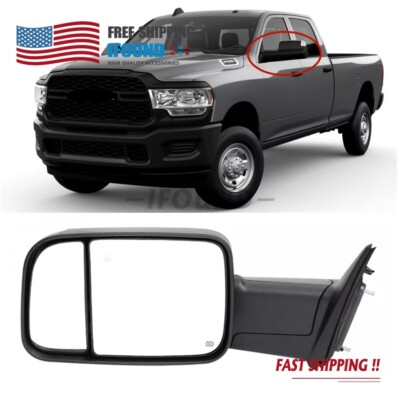 Left Side Tow Mirror Fit 2019-2022 Ram 2500 3500 Heated+BSM+Puddle