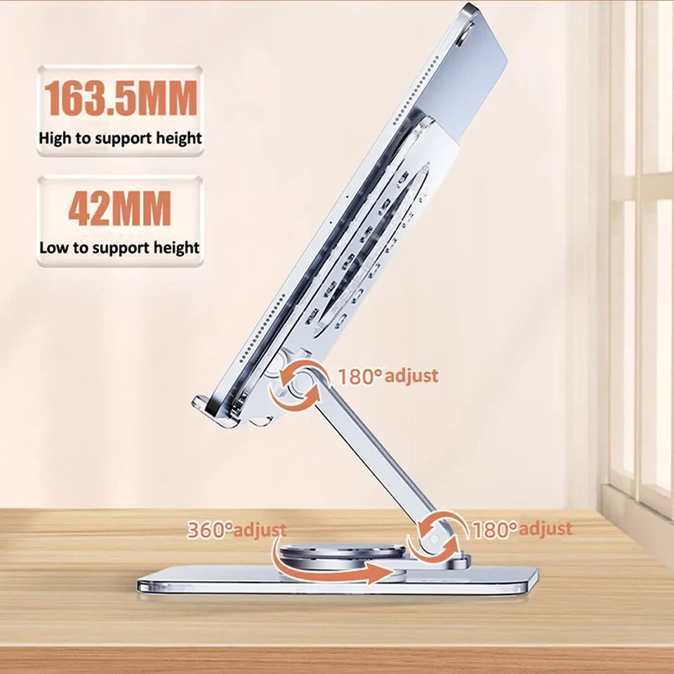 Transparent 360° Rotation Tablet Stand Base Desk Mount Holder For iPad iPhone - Image 3 of 4