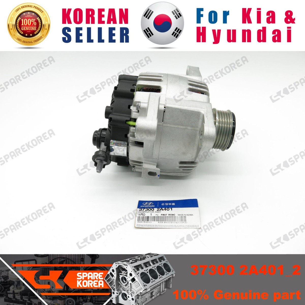 Genuine/OEM 373002A401 ALTERNATOR ASSY for Hyundai New