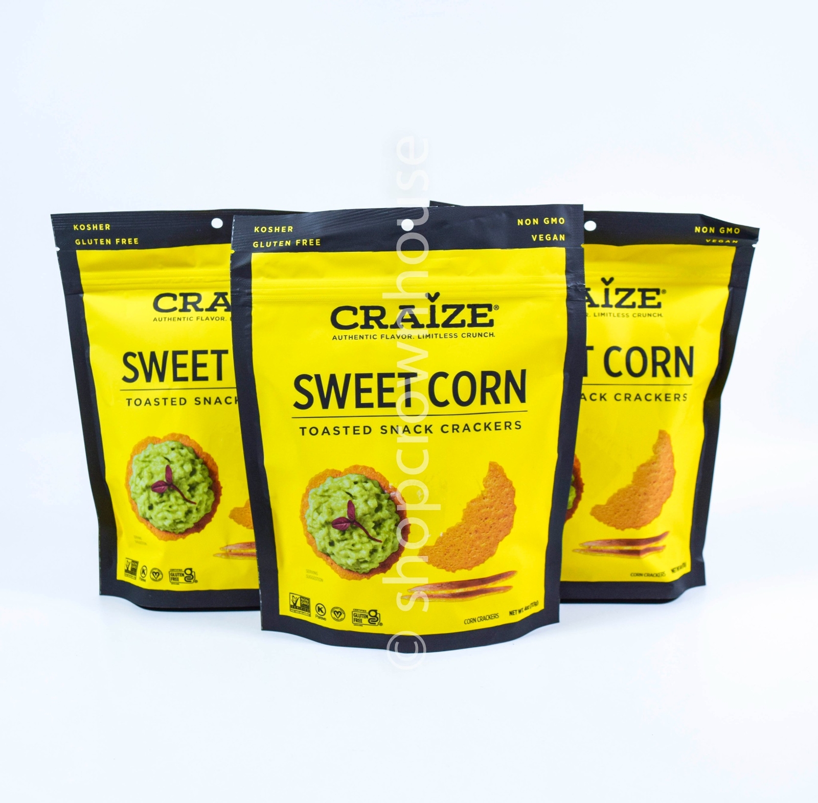 3 Craize SWEET CORN Toasted Snack Crackers 4 ounce bag 10/11/2024