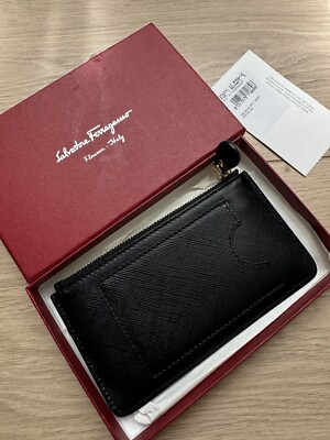 SALVATORE FERRAGAMO Gancini Saffiano Leather Card Key Holder