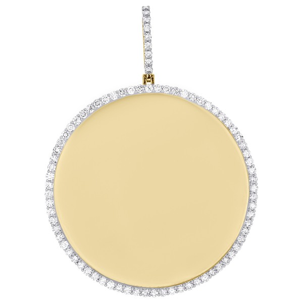 10K Gelbgold Echt Diamant Herren Rund Speicher Rahmen AnhäNger Medaillon 2.50 CT-image
